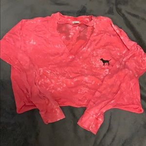 Pink long sleeve crop top